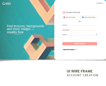 UI graphic layout, modern account creation landing page